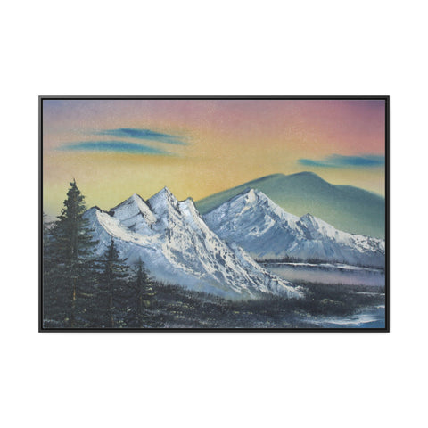 Twilight Peaks: Snow-Capped Mountains at Dusk Canvas Print